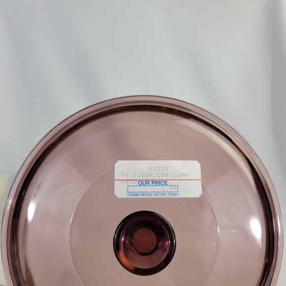 Vtg PYREX 1.5 QT Cover Cranberry - Picture 3 of 11